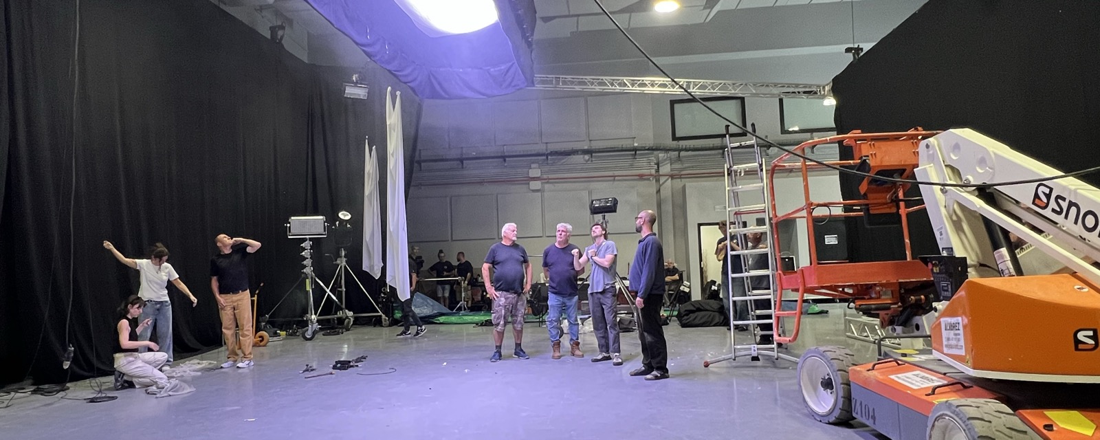 Silver Snow Studios crew setting up a large-scale studio production