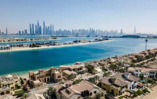 Dubai coastline skyline with sandy beaches and turquoise waters