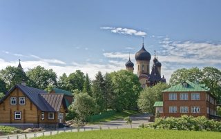 Alexander Nevsky Cathedral with vibrant garden in Tallinn, Estonia