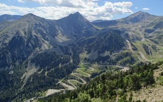 Aerial view of forested ridgelines and valleys – Sierra de las Nieves National Park in Southern Spain