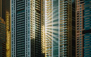 Dense vertical skyline of Dubai’s residential and commercial towers