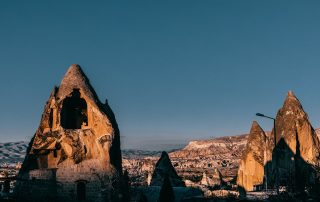 Rocky mountain cliffs at golden hour in Turkish landscape