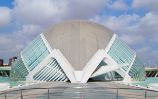 City of Arts and Sciences, Valencia – futuristic white dome architecture under cloudy sky